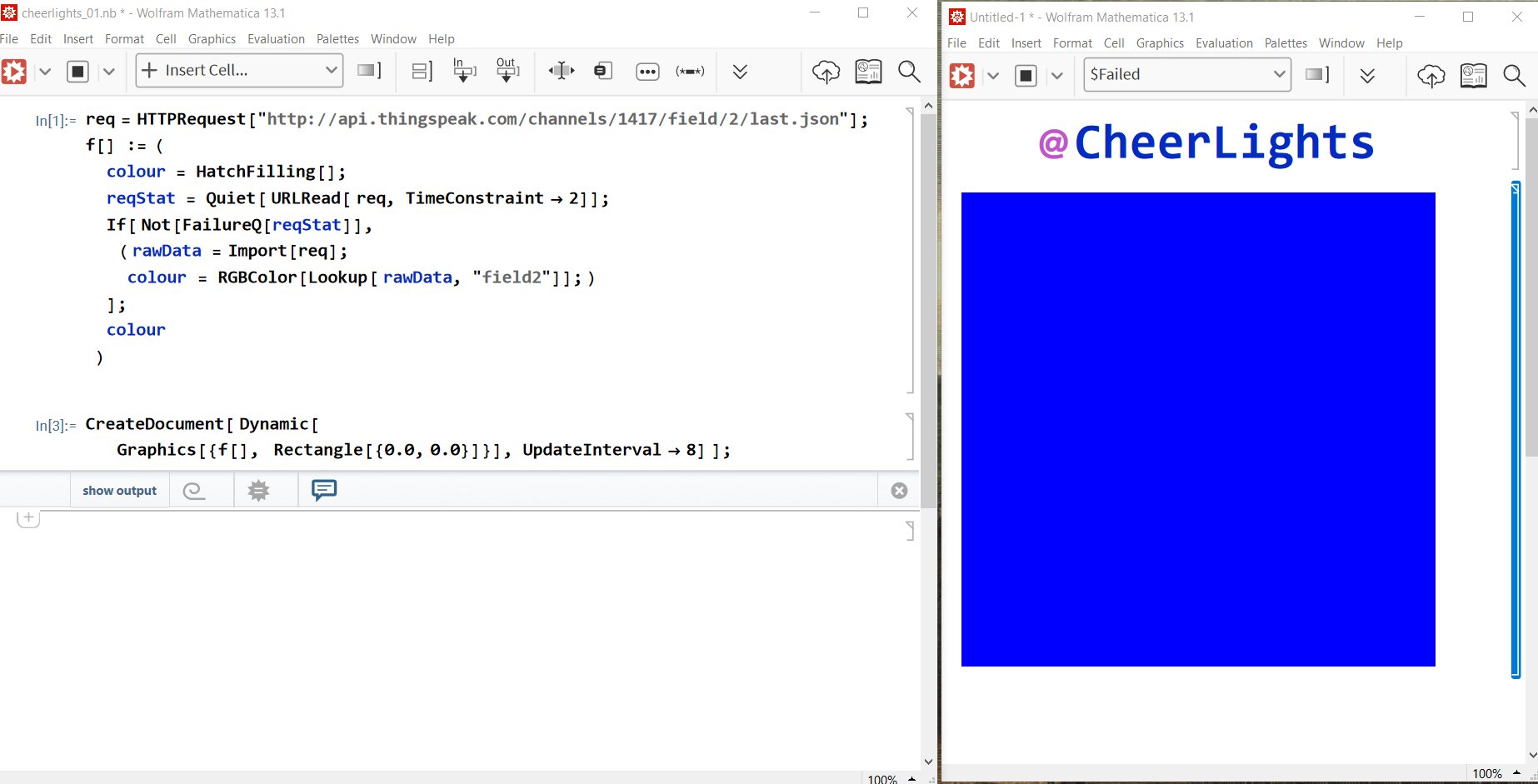 Use the Mathematica HTTPRequest Symbol to Get CheerLights Data